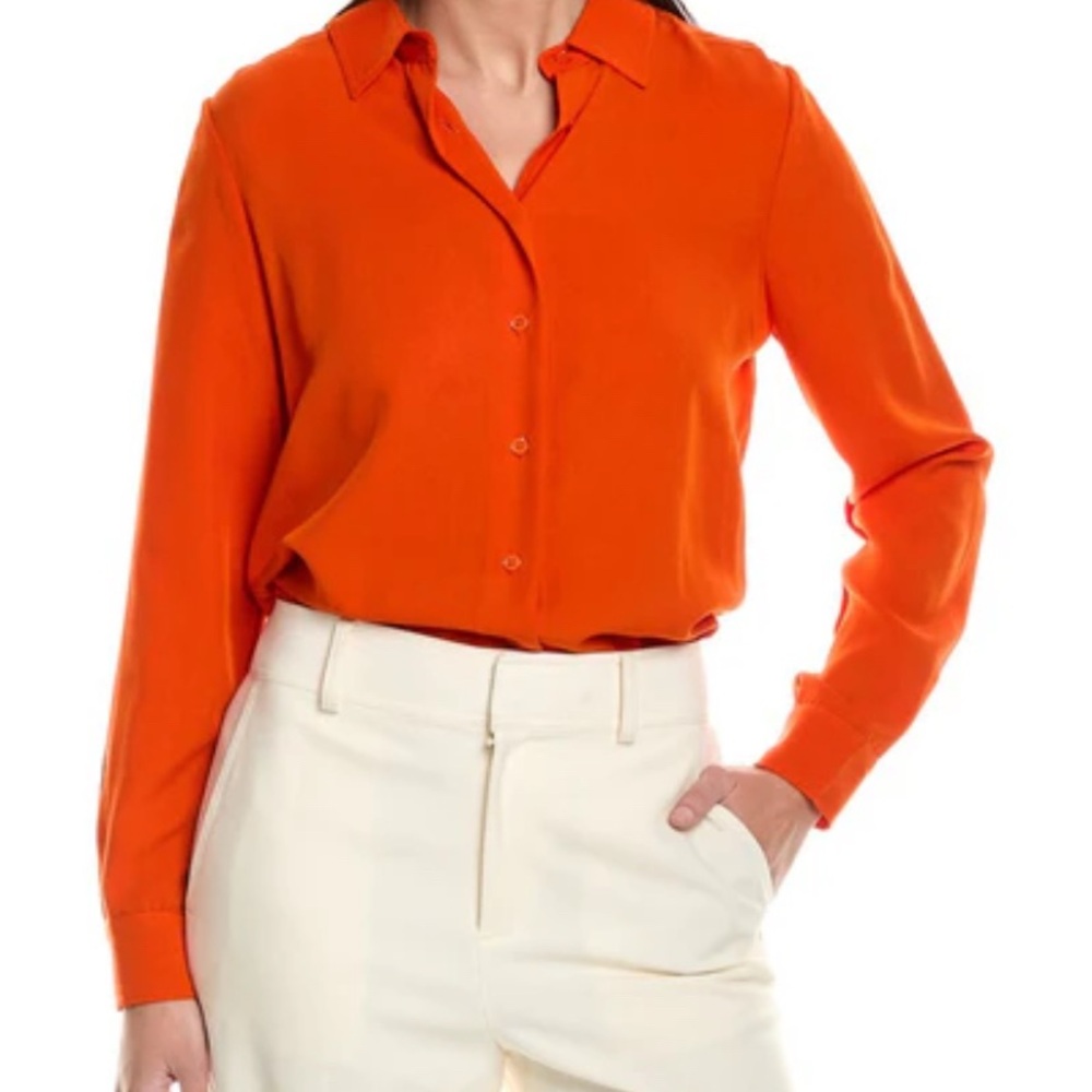Women's Coral Button-Up Blouse